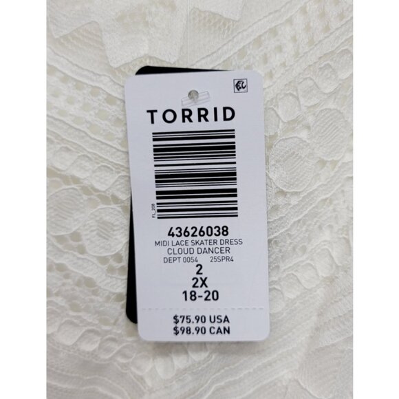 NWT Torrid 2 Cloud Dancer Midi Lace Skater Dress 2X 18 20 - Picture 10 of 13